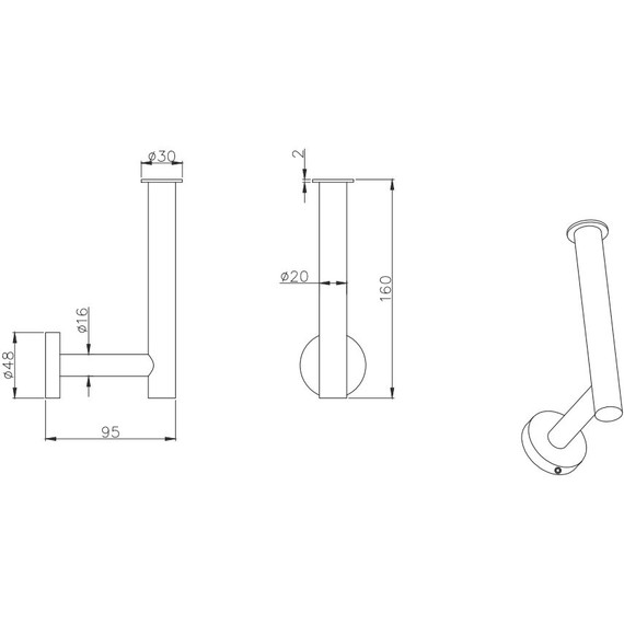 Держатель для туалетной бумаги Aquatek Вега AQ4007MB, цвет чёрный матовый - фото 2