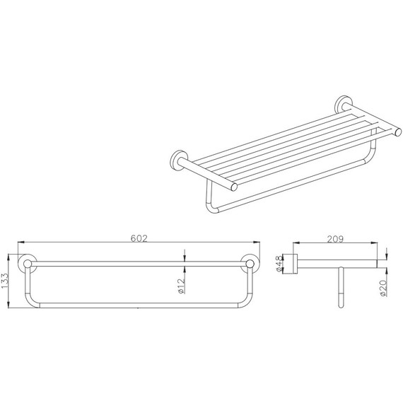 Полка для полотенец Aquatek Вега AQ4015MB, цвет чёрный матовый - фото 2