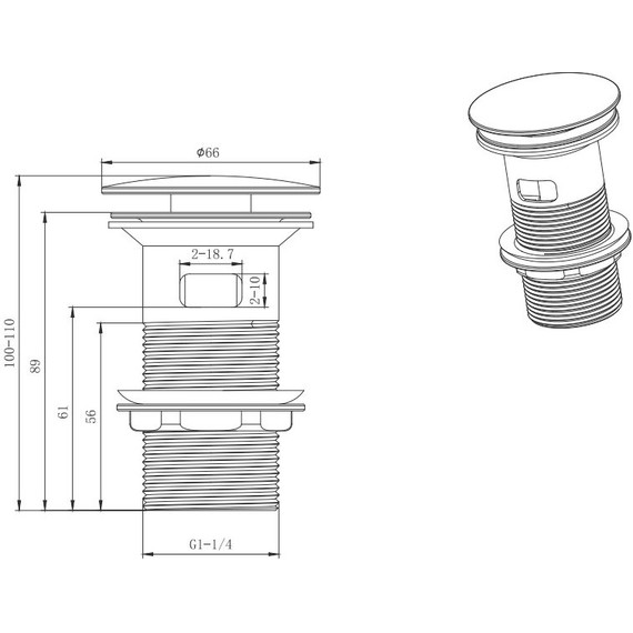 Донный клапан Aquatek  AQ6001MB, чёрный матовый - фото 2