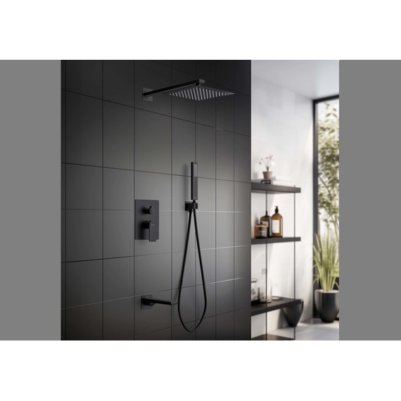 Душевая система для ванны Aquatek Лира AQ1473MB (со скрытой частью) чёрный матовый, Цвет производителя: чёрный матовый - фото 3