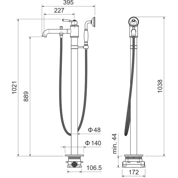 Смеситель для ванны Aquatek Классик AQ1545MB, чёрный матовый, Цвет производителя: чёрный матовый - фото 9