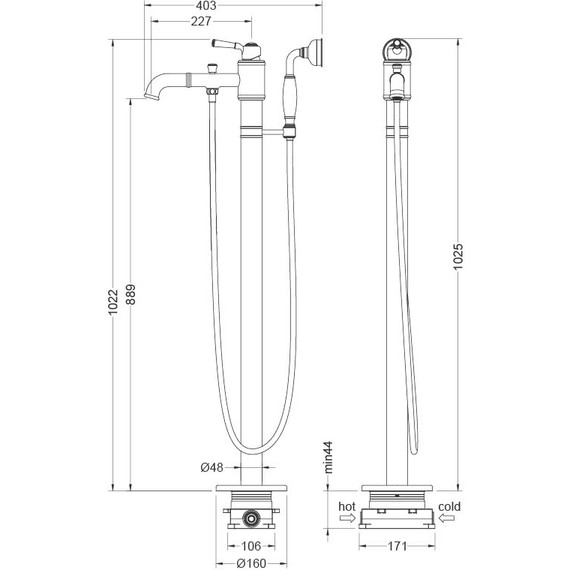 Смеситель для ванны Aquatek Классик AQ1545PG, золото, Цвет производителя: золото - фото 8