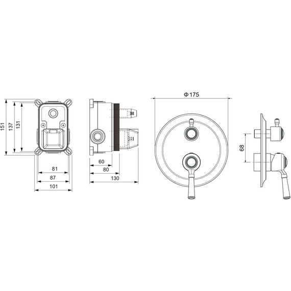 Смеситель для ванны Aquatek Классик AQ1546MB (со скрытой частью) чёрный матовый, Цвет производителя: чёрный матовый - фото 3