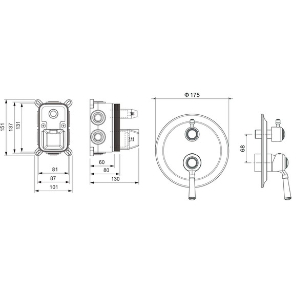 Смеситель для ванны Aquatek Классик AQ1547MB (со скрытой частью) чёрный матовый, Цвет производителя: чёрный матовый - фото 3