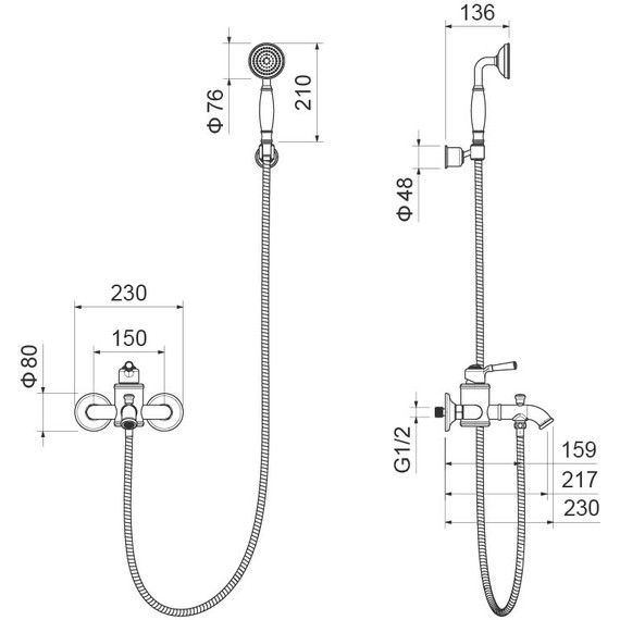 Смеситель для ванны Aquatek Классик AQ1549MB, чёрный матовый, Цвет производителя: чёрный матовый - фото 13