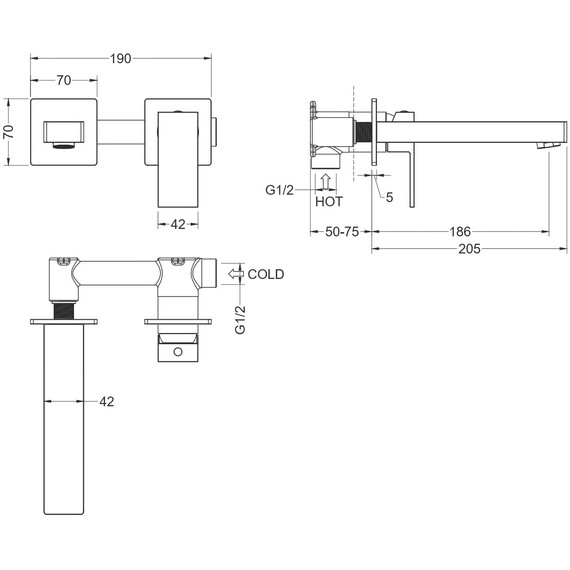 Смеситель для раковины настенный Aquatek Либра AQ1613MB, чёрный матовый, Цвет производителя: чёрный матовый - фото 10