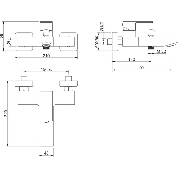 Смеситель для ванны Aquatek Либра AQ1640CR, Цвет производителя: хром - фото 3