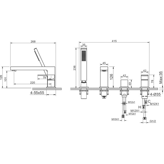 Смеситель для ванны Aquatek Либра AQ1648MB, чёрный матовый, Цвет производителя: чёрный матовый - фото 14