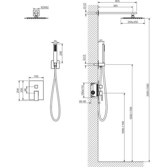 Душевая система для душа Aquatek Либра AQ1672CR (со скрытой частью), Цвет производителя: хром - фото 4