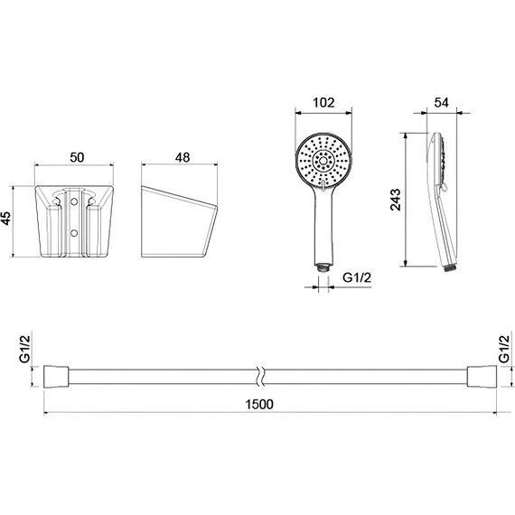 Душевой гарнитур Aquatek Бетта AQ2032MB, чёрный матовый - фото 6