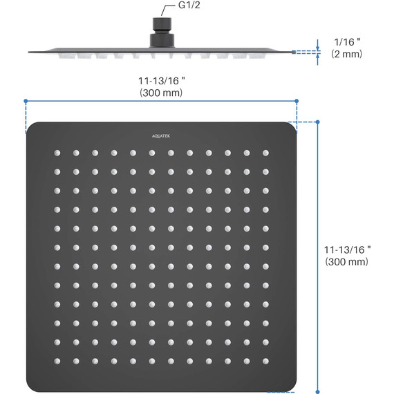 Верхний душ Aquatek 300x300 мм AQ2074MB, чёрный матовый - фото 7