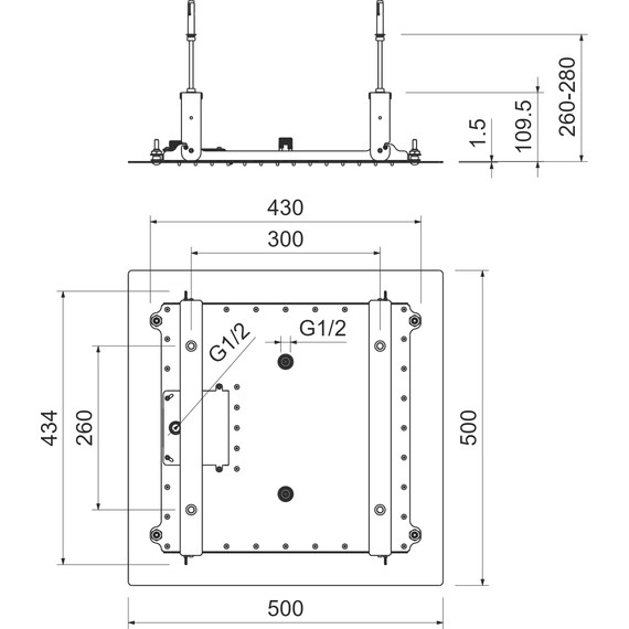 Верхний душ Aquatek 500x500 мм AQ2082MB, чёрный матовый - фото 4