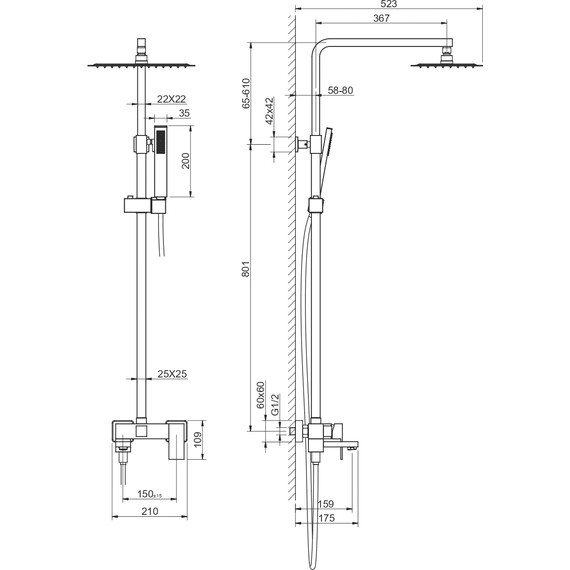 Душевая стойка Aquatek Либра AQ2640CR, Цвет производителя: хром - фото 7