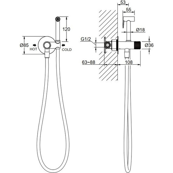 Набор для гигиенического душа Aquatek Бетта AQ1023CR (со скрытой частью) - фото 4