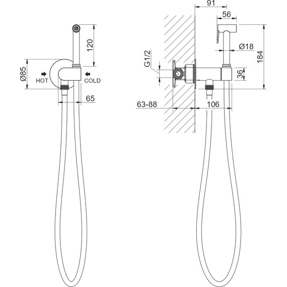 Гигиенический душ Aquatek Оберон AQ1024CR (со скрытой частью) - фото 5