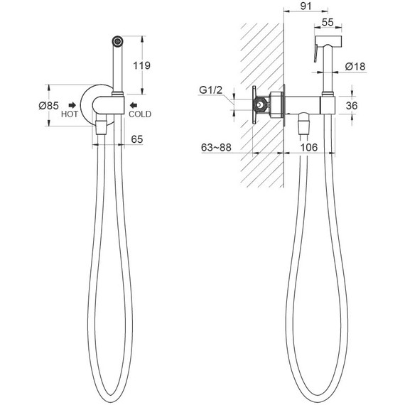 Гигиенический душ Aquatek Оберон AQ1024CR (со скрытой частью) - фото 4