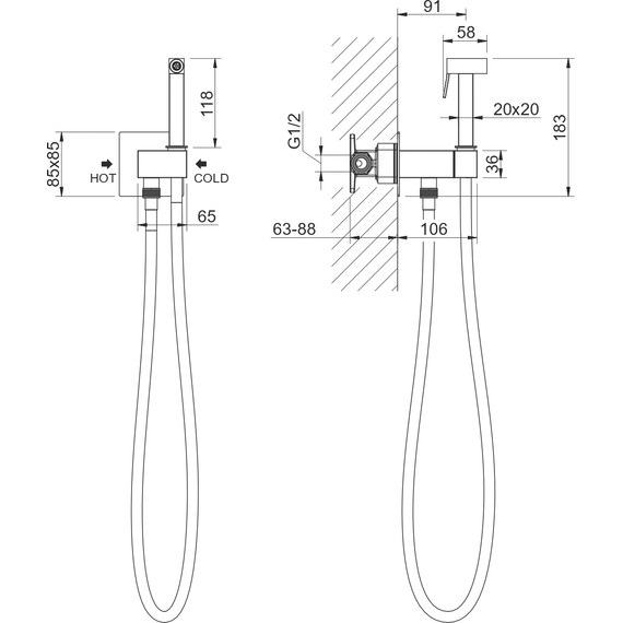Гигиенический душ Aquatek Лира AQ1025MB (со скрытой частью и прогрессивным картриджем) чёрный матовый - фото 5