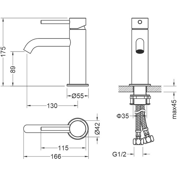 Набор смесителей 3 в 1 для душа Aquatek Европа AQ1331MB, чёрный матовый, Цвет производителя: чёрный матовый - фото 5