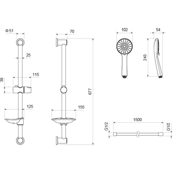 Набор смесителей 3 в 1 для ванны с коротким изливом Aquatek Бетта AQ1130MB, чёрный матовый, Цвет производителя: чёрный матовый - фото 6
