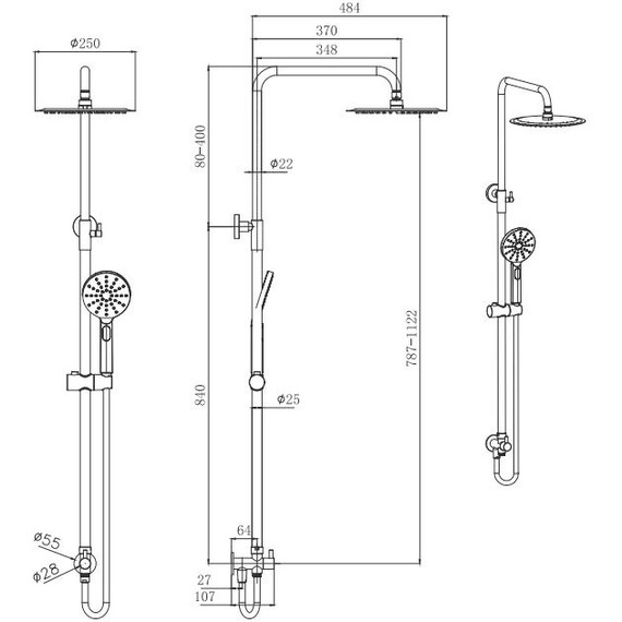 Набор смесителей 3 в 1 для душа Aquatek Вега AQ1036CR - фото 14