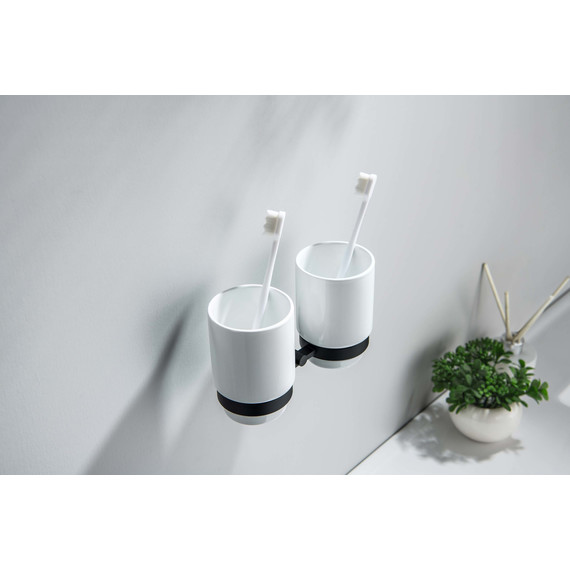 Двойной стакан для зубных щеток Aquatek Бетта AQ4617MB, цвет чёрный матовый - фото 3