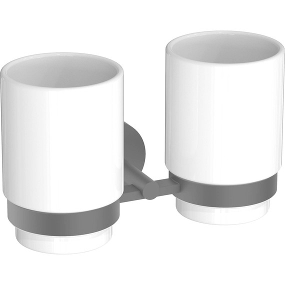 Двойной стакан для зубных щеток Aquatek Бетта AQ4617MB, цвет чёрный матовый - фото 2