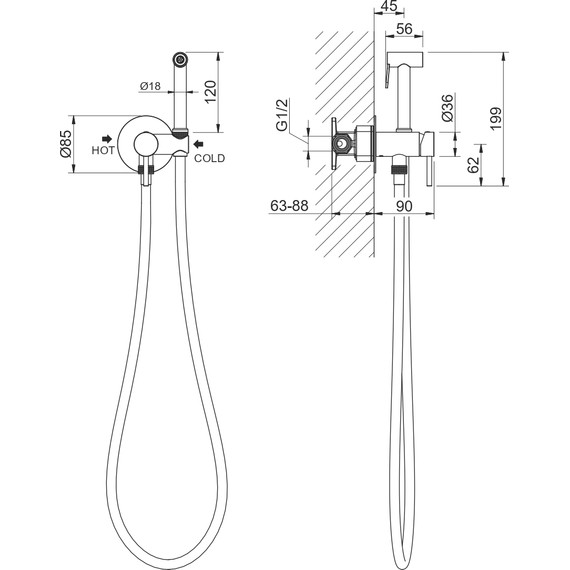 Набор для гигиенического душа Aquatek Европа AQ1021BG (со скрытой частью) золото шлифованное - фото 3