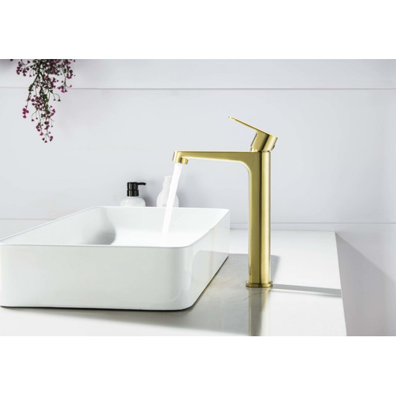 Смеситель для раковины высокий Aquatek Оберон AQ1204BG, золото шлифованное, Цвет производителя: золото шлифованное - фото 5