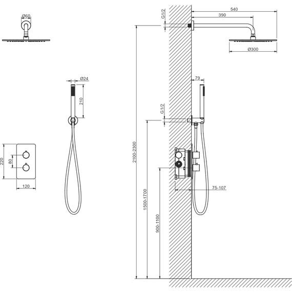 Душевая система для душа Aquatek Европа AQ1376BG (со скрытой частью) золото шлифованное, Цвет производителя: золото шлифованное - фото 4