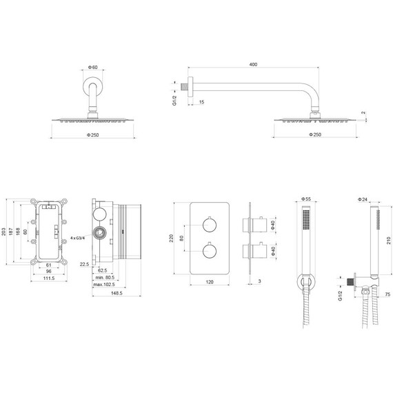 Душевая система для душа Aquatek Европа AQ1376BG (со скрытой частью) золото шлифованное, Цвет производителя: золото шлифованное - фото 3