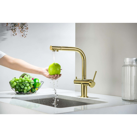 Смеситель для кухни Aquatek Европа AQ1385BG, золото шлифованное, Цвет производителя: золото шлифованное - фото 4