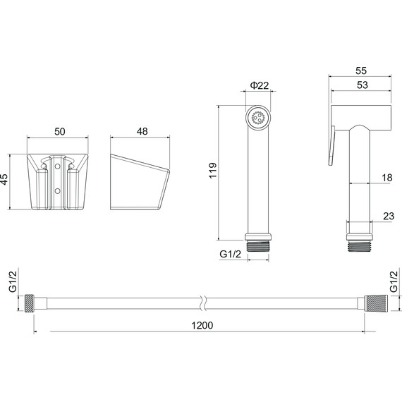 Гигиенический душ Aquatek AQ2054BGM, оружейная сталь - фото 3