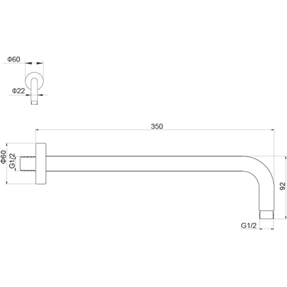 Кронштейн стеновой для верхнего душа Aquatek 350 мм AQ2174BG, золото шлифованное - фото 3