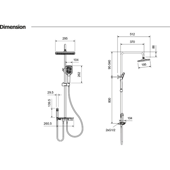 Душевая стойка Aquatek Поларис AQ3040BGM (с гигиеническим душем) оружейная сталь, Цвет производителя: оружейная сталь - фото 16