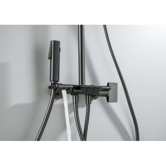 Душевая стойка Aquatek Поларис AQ3040BGM (с гигиеническим душем) оружейная сталь, Цвет производителя: оружейная сталь - фото 12