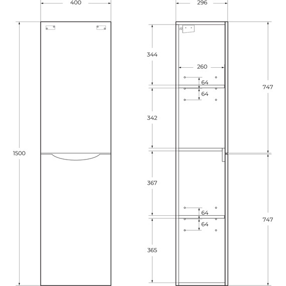 Пенал подвесной BelBagno FLY-MARINO-1500-2A-SC-RG-P-L 40 см, левый, Rovere Grigio - фото 7