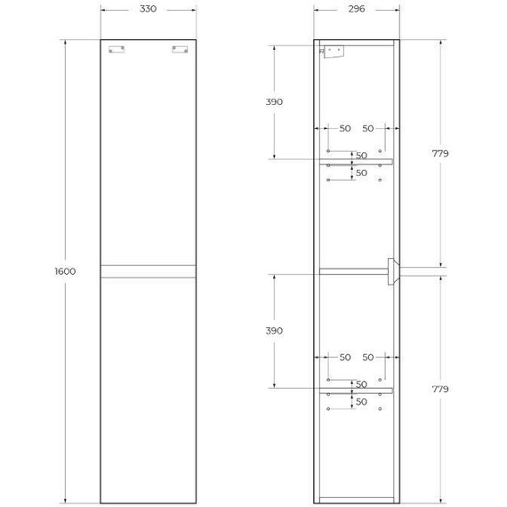 Пенал подвесной BelBagno KRAFT-1600-2A-SC-RT-R 35 см, правый, Rovere Tabacco - фото 7