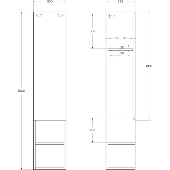 Пенал подвесной BelBagno KRAFT-1600-1A-SC-RT-L 33 см, Rovere Tabacco - фото 6