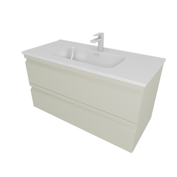 Тумба подвесная с раковиной-столешницей Aquatek 100 см AQ77100-GS, шалфей зеленый - фото 