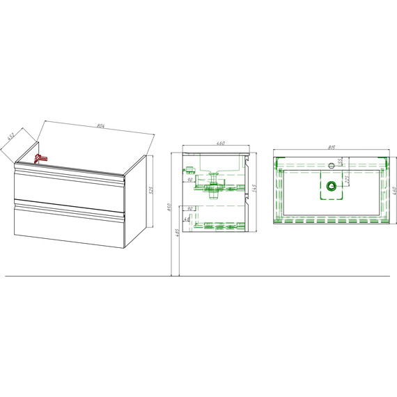 Тумба подвесная с раковиной-столешницей Aquatek 80 см AQ77080-LC, капучино светлый - фото 10