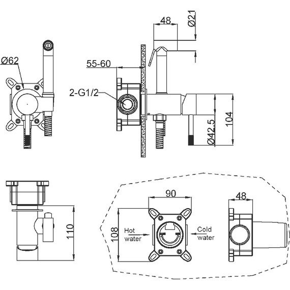 Набор для гигиенического душа Boheme Uno 467-SGM, shine gun metal, Цвет производителя: shine gun metal - фото 2