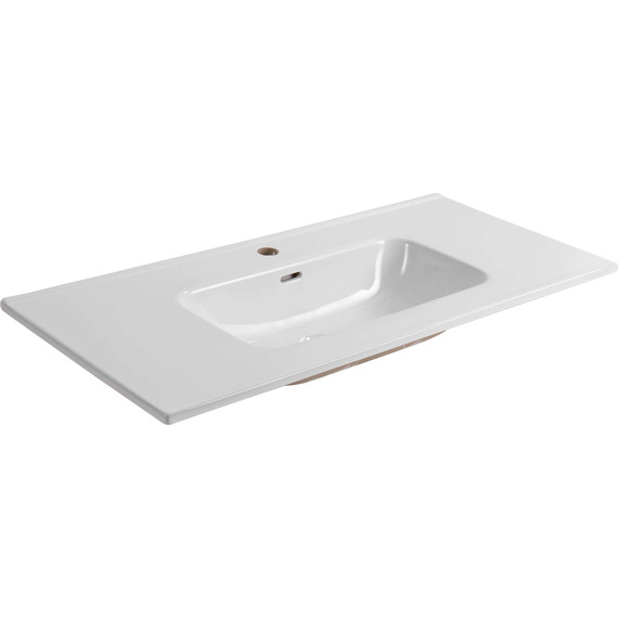 Тумба подвесная с раковиной-столешницей Aquatek 100 см AQ77100-MW, белый матовый - фото 6