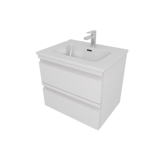 Тумба подвесная с раковиной Aquatek 60 см AQ77060-MW, белый матовый - фото 