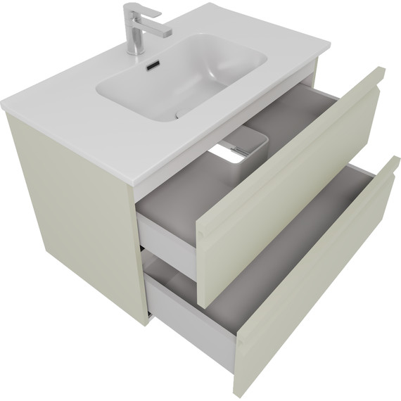 Тумба подвесная с раковиной-столешницей Aquatek 80 см AQ77080-GS, шалфей зеленый - фото 2