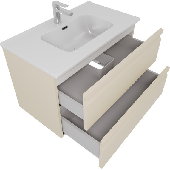 Тумба подвесная с раковиной-столешницей Aquatek 80 см AQ77080-LC, капучино светлый - фото 2