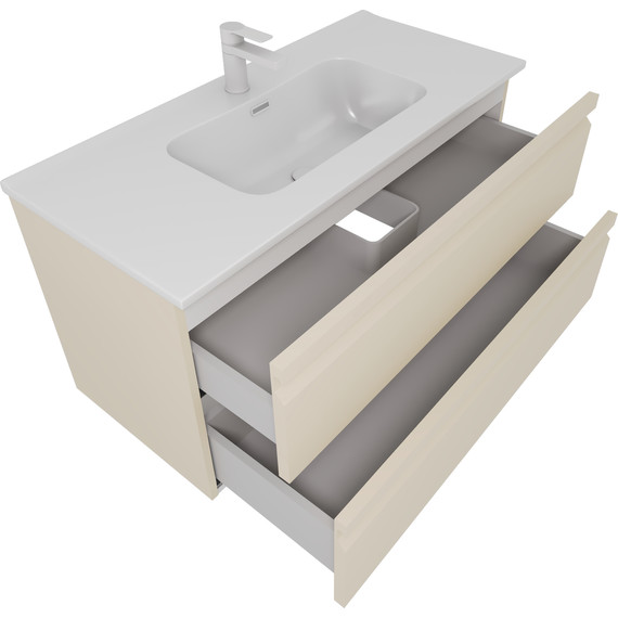 Тумба подвесная с раковиной-столешницей Aquatek 100 см AQ77100-LC, капучино светлый - фото 2