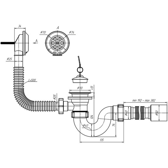 Сифон для ванны АНИ пласт E155 - фото 3