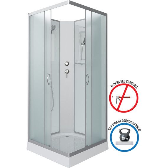Душевая кабина Niagara 90x90 см NG-1101-14BK, серебро/матовое - фото 