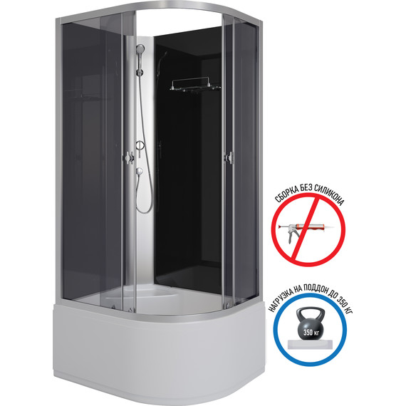 Душевая кабина Niagara 100x80 см E100/80/40L/TN/BK, хром/тонированное - фото 