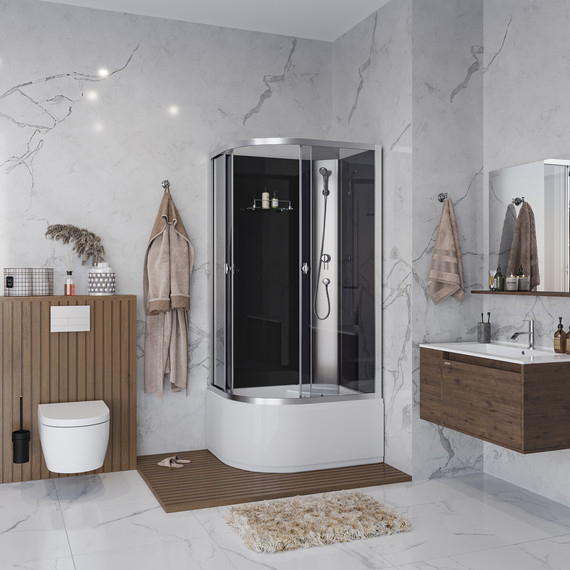 Душевая кабина Niagara 100x80 см E100/80/40R/TN/BK, хром/тонированное - фото 3